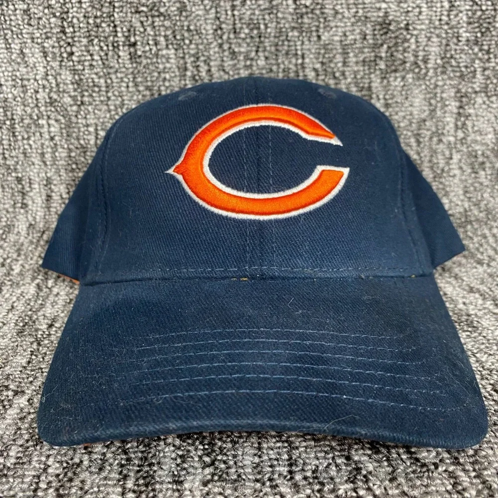 NFL Chicago Bears Hat Mens OSFA Navy Blue Embroidered‎ Logo Adjustable Cap